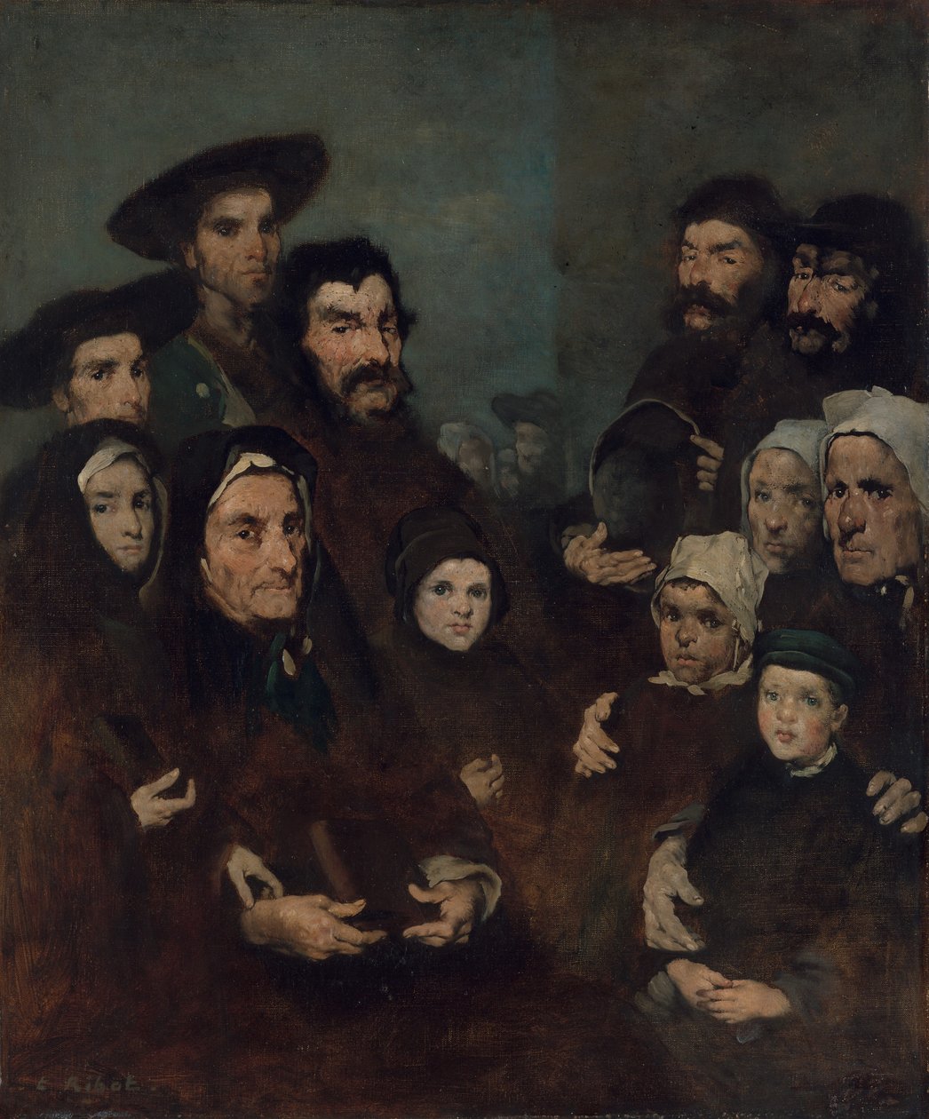 Rybacy bretońscy i ich rodziny, prawdopodobnie ok. 10 tys. 1880-85. autorstwa Auguste Theodule Ribot