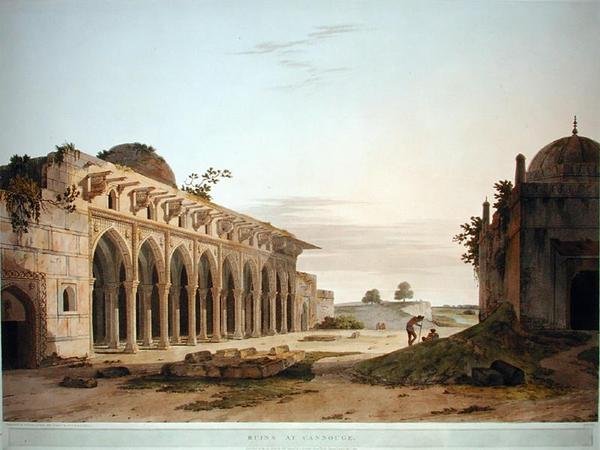 Ruiny w Cannouge, opublikowano 1802 autorstwa Thomas und William Daniell