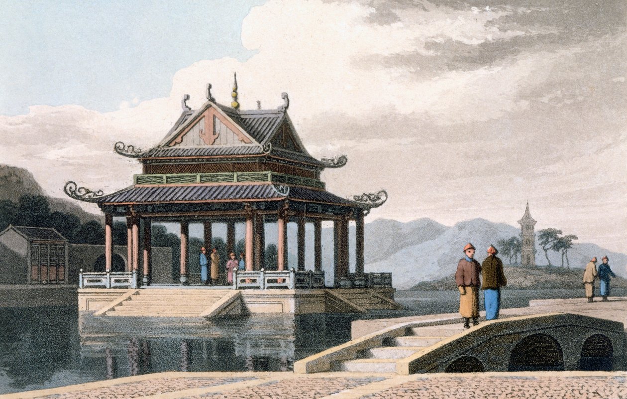 Pawilon Chiński, 1810 (akwatinta barwna) autorstwa Thomas und William Daniell