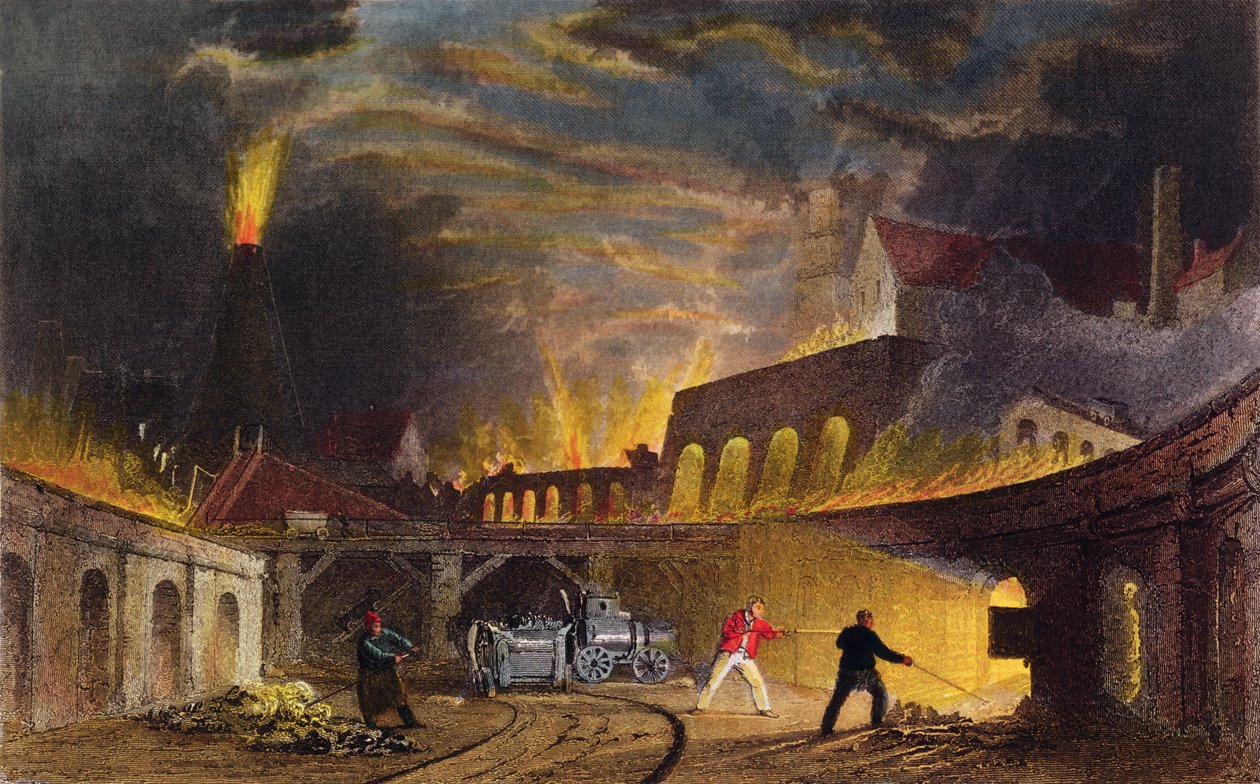 Lymington Iron Works nad Tyne, 1835 autorstwa Thomas Allom