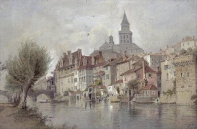 Perigeaux na wyspie, Basses-Pyrenees autorstwa Thomas Allom