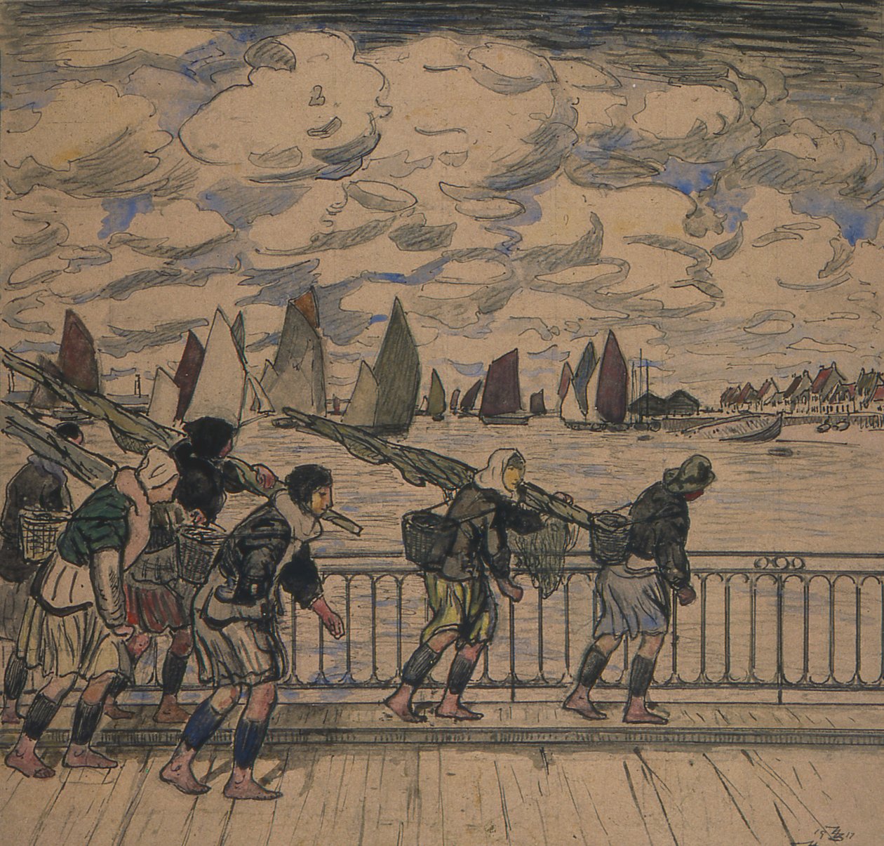 Krewetki powracające, Etaples autorstwa Thomas Austen Brown