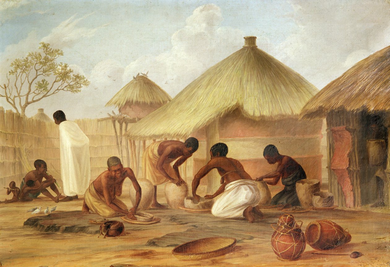 Produkcja cukru w Katipo - Produkcja paneli lub garnków do jego przechowywania, 1859 autorstwa Thomas Baines