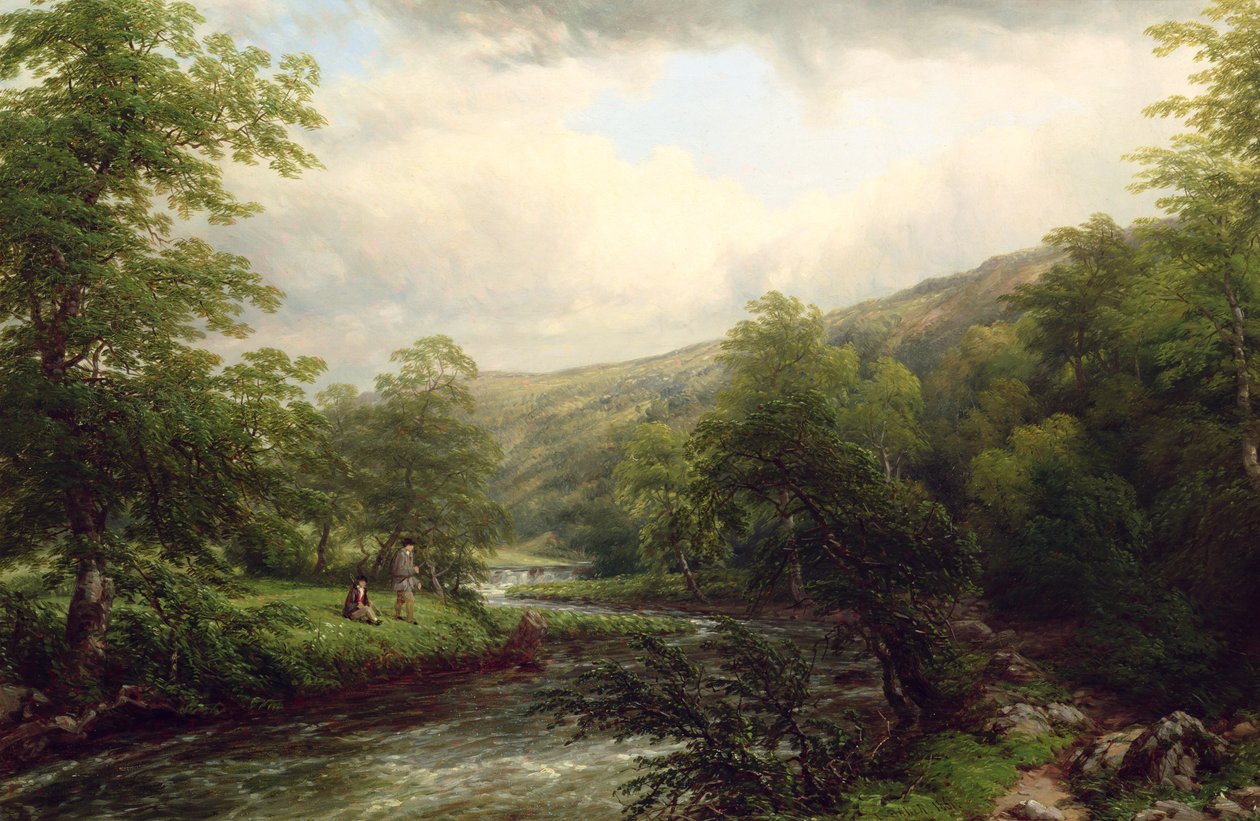 Wędkowanie na Dee, 1861 autorstwa Thomas Baker