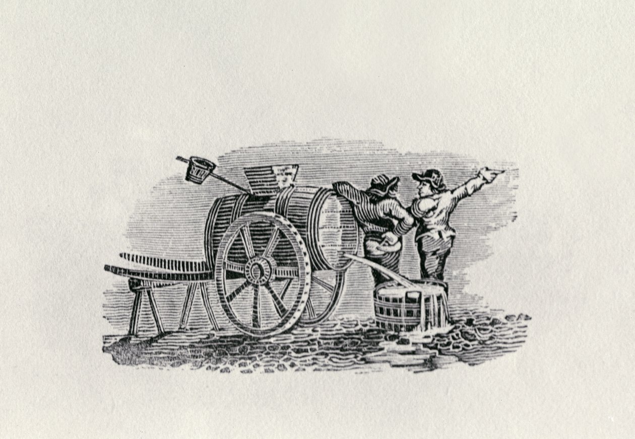 Dwóch mężczyzn z beczką (drewno) autorstwa Thomas Bewick