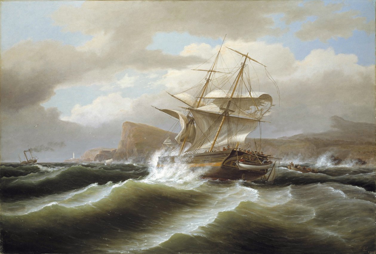 Amerykański statek w niebezpieczeństwie autorstwa Thomas Birch
