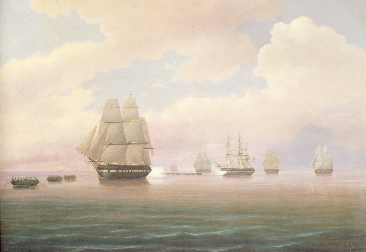Ucieczka z konstytucji amerykańskiej fregaty, 1838 r. autorstwa Thomas Birch