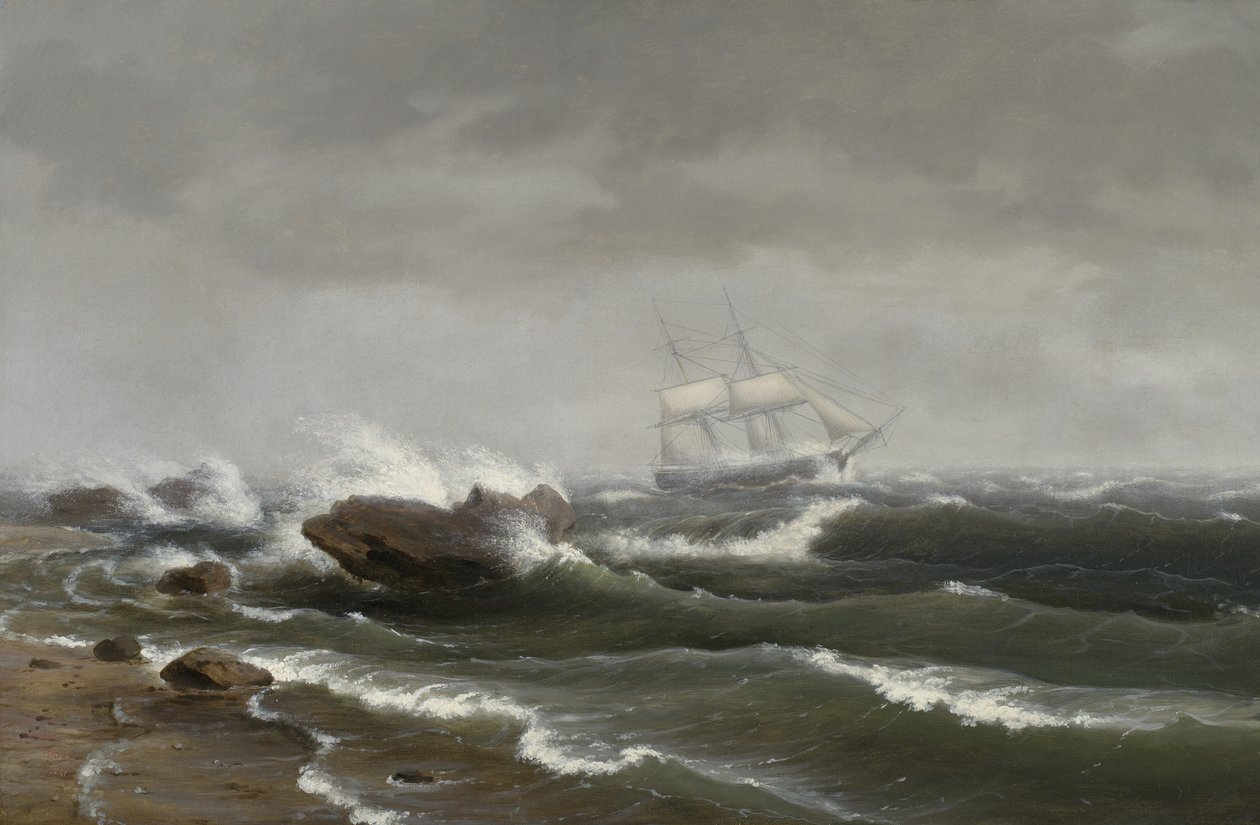 Statek podczas burzy, 1841 autorstwa Thomas Birch