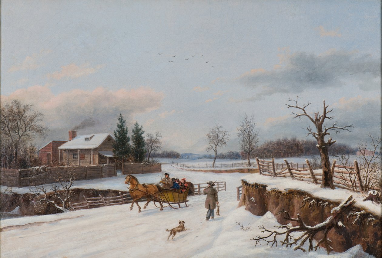 Sanie na sankach w pobliżu Filadelfii, 1841 autorstwa Thomas Birch
