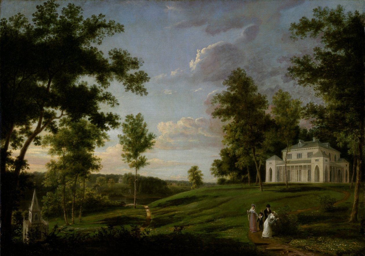 Południowo-wschodni widok na Sedgeley Park, siedzibę wiejską Jamesa Cowlesa Fishera, Esq. autorstwa Thomas Birch
