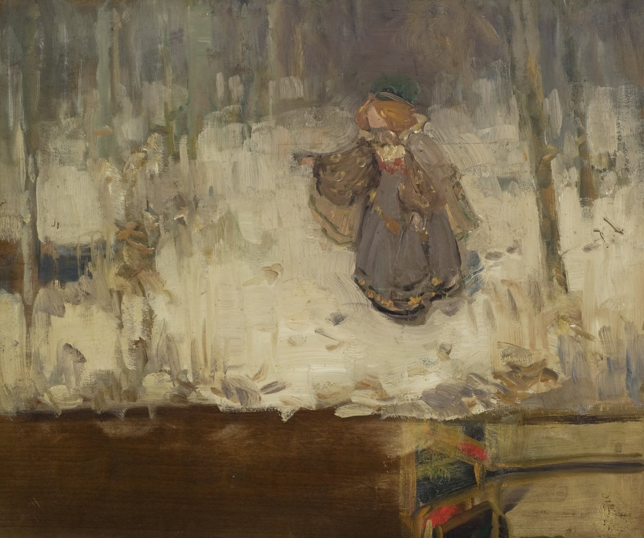 Rudowłosa dziewczyna w szarej sukience w drewnie, 1886 autorstwa Thomas Blacklock