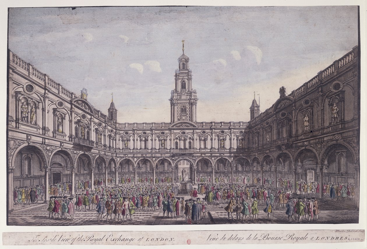 Widok z wnętrza Royal Exchange, Londyn (rycina kolorowa) autorstwa Thomas Bowles