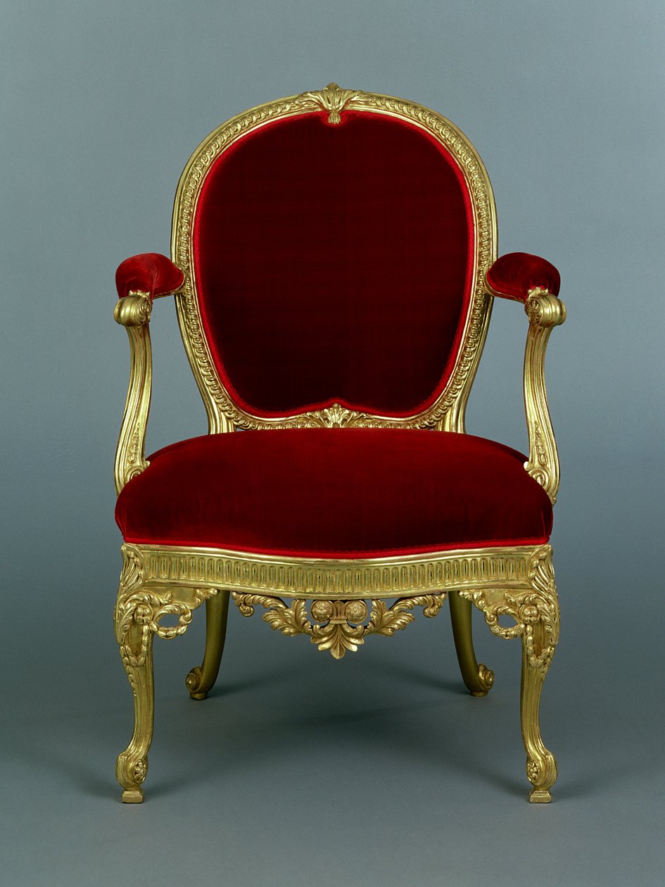Fotel Jerzego III, ok.1770 (złocony z tapicerką) autorstwa Thomas Chippendale