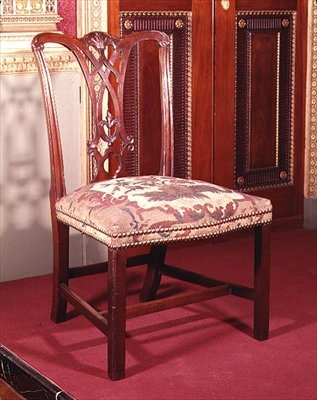 Krzesło z oparciem prążkowanym firmy Chippendale, ok. 1760 (mahoń) autorstwa Thomas Chippendale