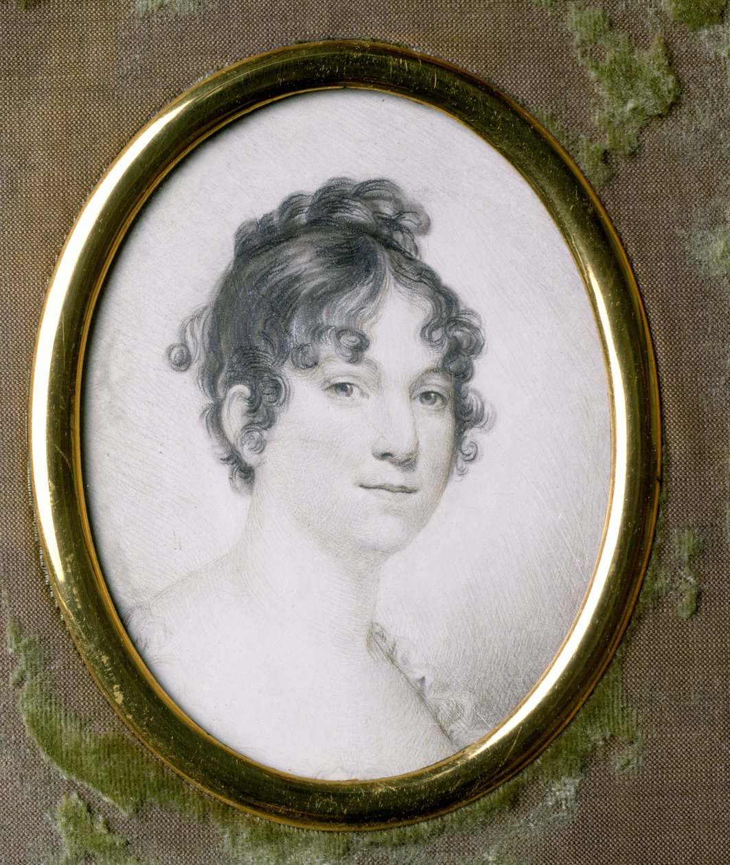 Dolley Madison (1768-1849) (ołówek na kości słoniowej) autorstwa Thomas Christian Lubbers
