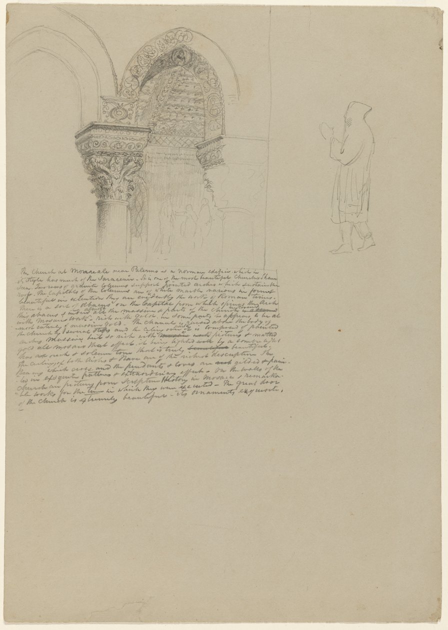 Szczegóły stolic w kościele w Monreale, 1842 autorstwa Thomas Cole