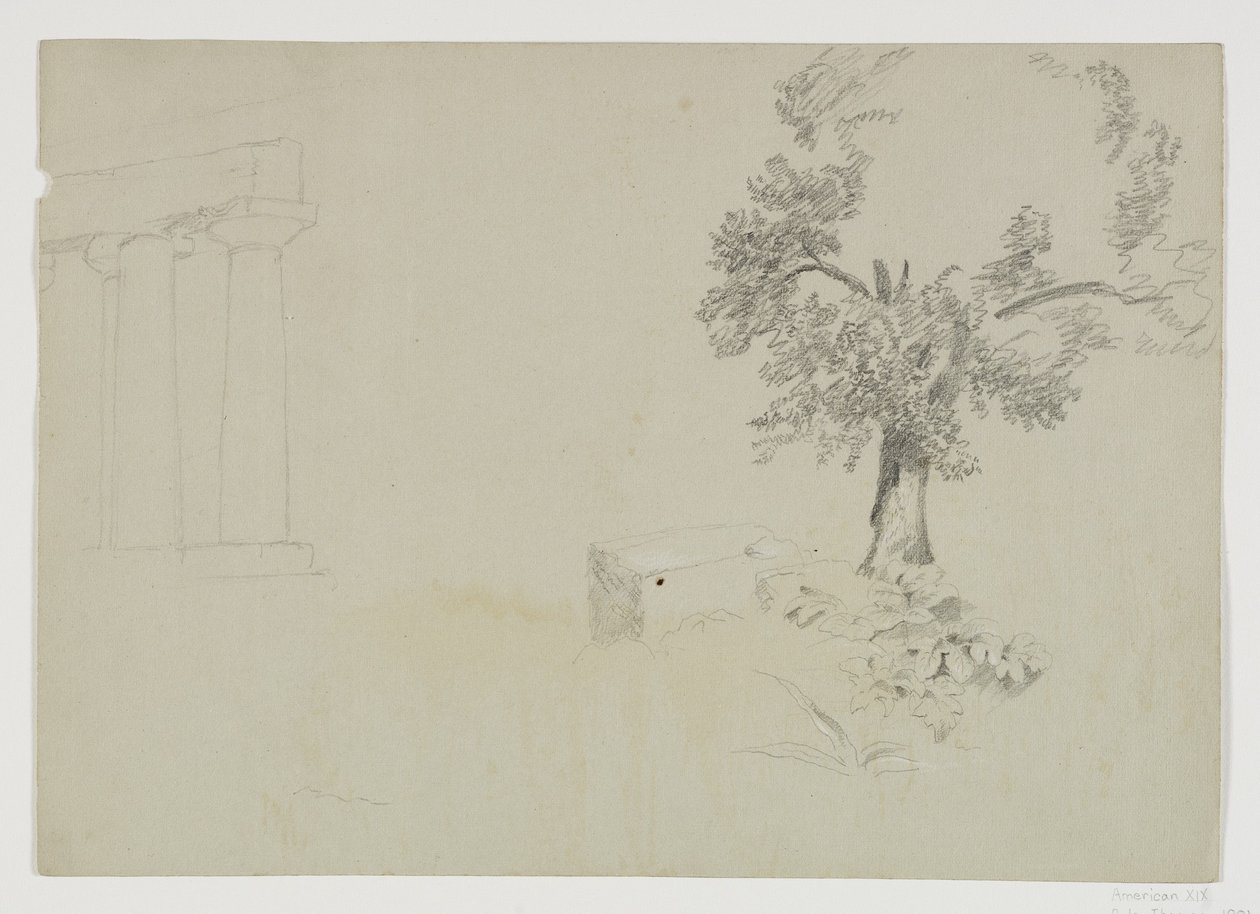 Girgenti, Sycylia, 1842 (ołówek podkreślony białą kredą na papierze) autorstwa Thomas Cole