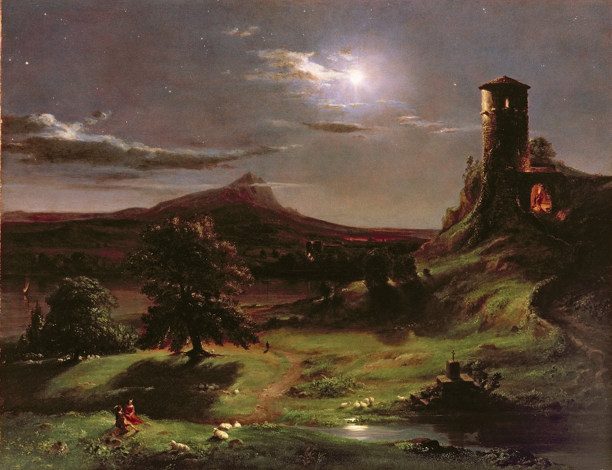 Pejzaż (światło księżyca), ok. 1833-34 autorstwa Thomas Cole