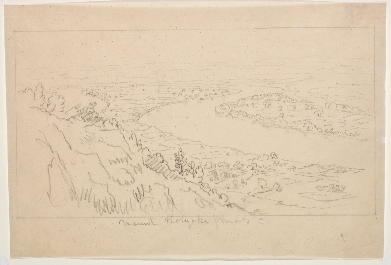 Mount Holyoke, Massachusetts (grafit na kalce kreślarskiej) autorstwa Thomas Cole