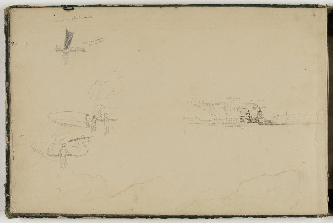 Panorama Zatoki Neapolitańskiej, ok. 1832 (pióro i brązowy tusz na grafitowym ołówku na papierze tkanym w kolorze złamanej bieli) autorstwa Thomas Cole