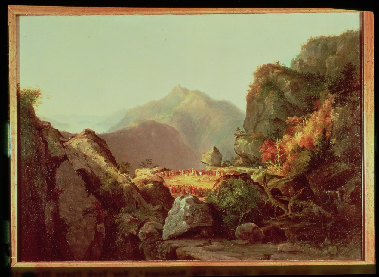 Scena z "Ostatniego Mohikanina", James Fenimore Cooper (1789-1851), opublikowana w 1826 r. autorstwa Thomas Cole
