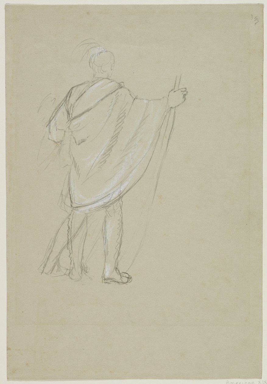 Stojący Indianin (grafitowy ołówek na papierze) autorstwa Thomas Cole
