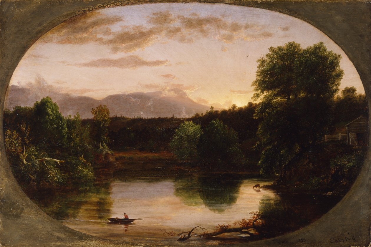 Zachód słońca, widok na Catskill Creek, 1833 autorstwa Thomas Cole
