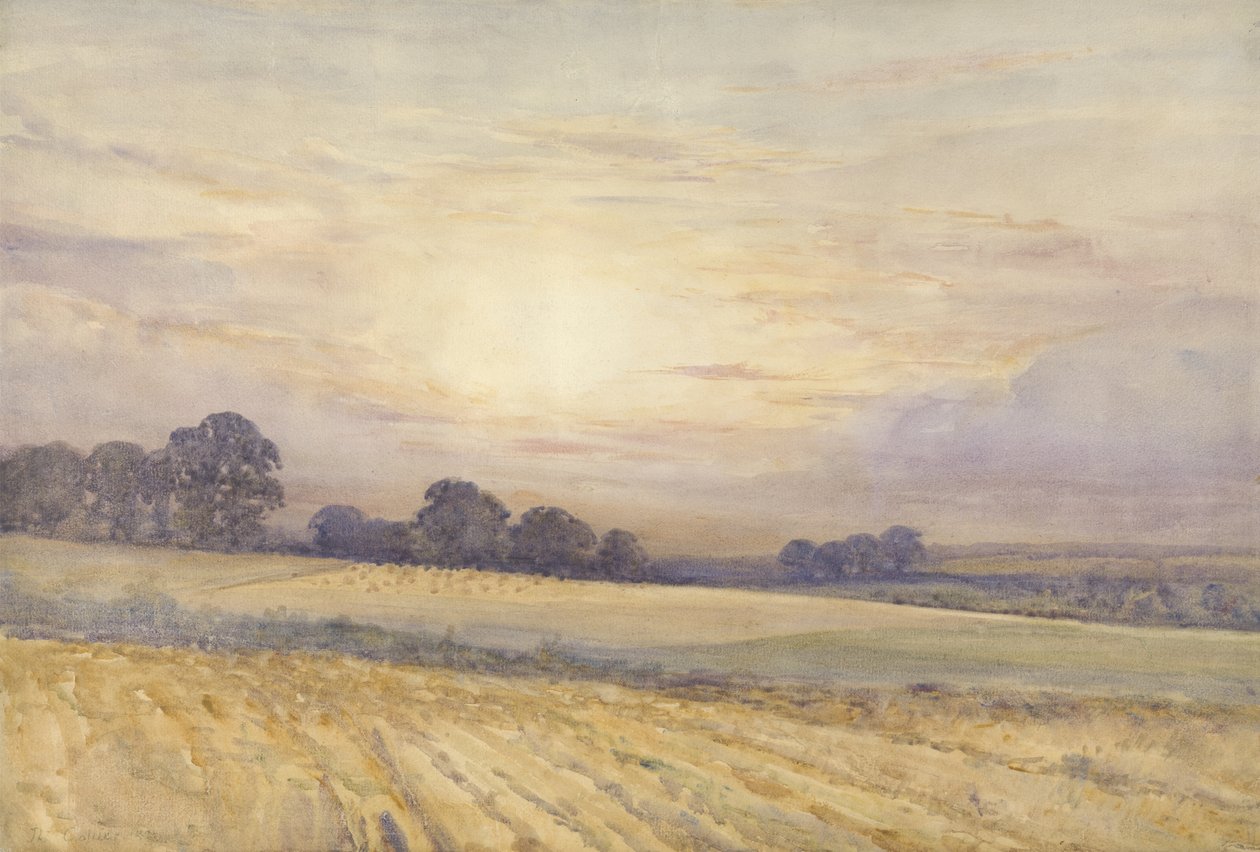Krajobraz o zachodzie słońca, ok. 1891 (wc na papierze) autorstwa Thomas Collier