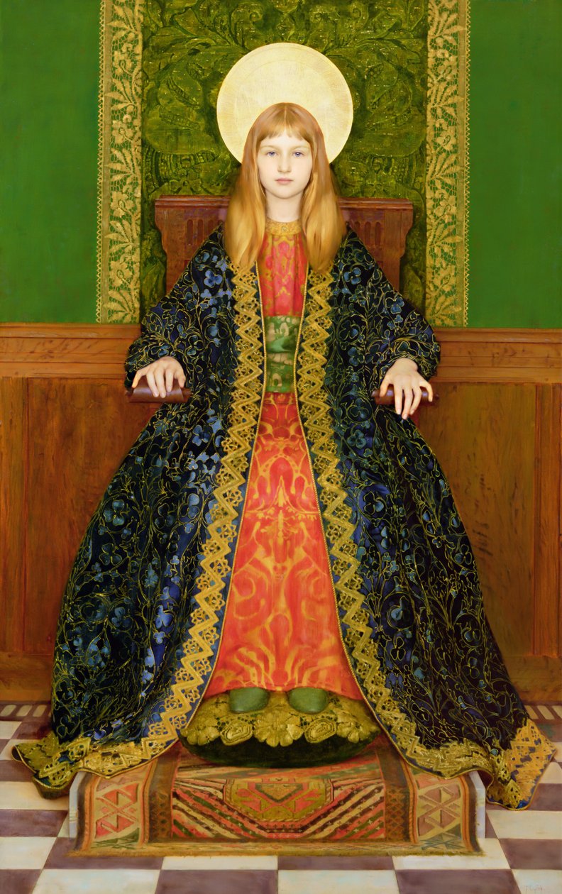 Dziecko na tronie, c.1894 autorstwa Thomas Cooper Gotch