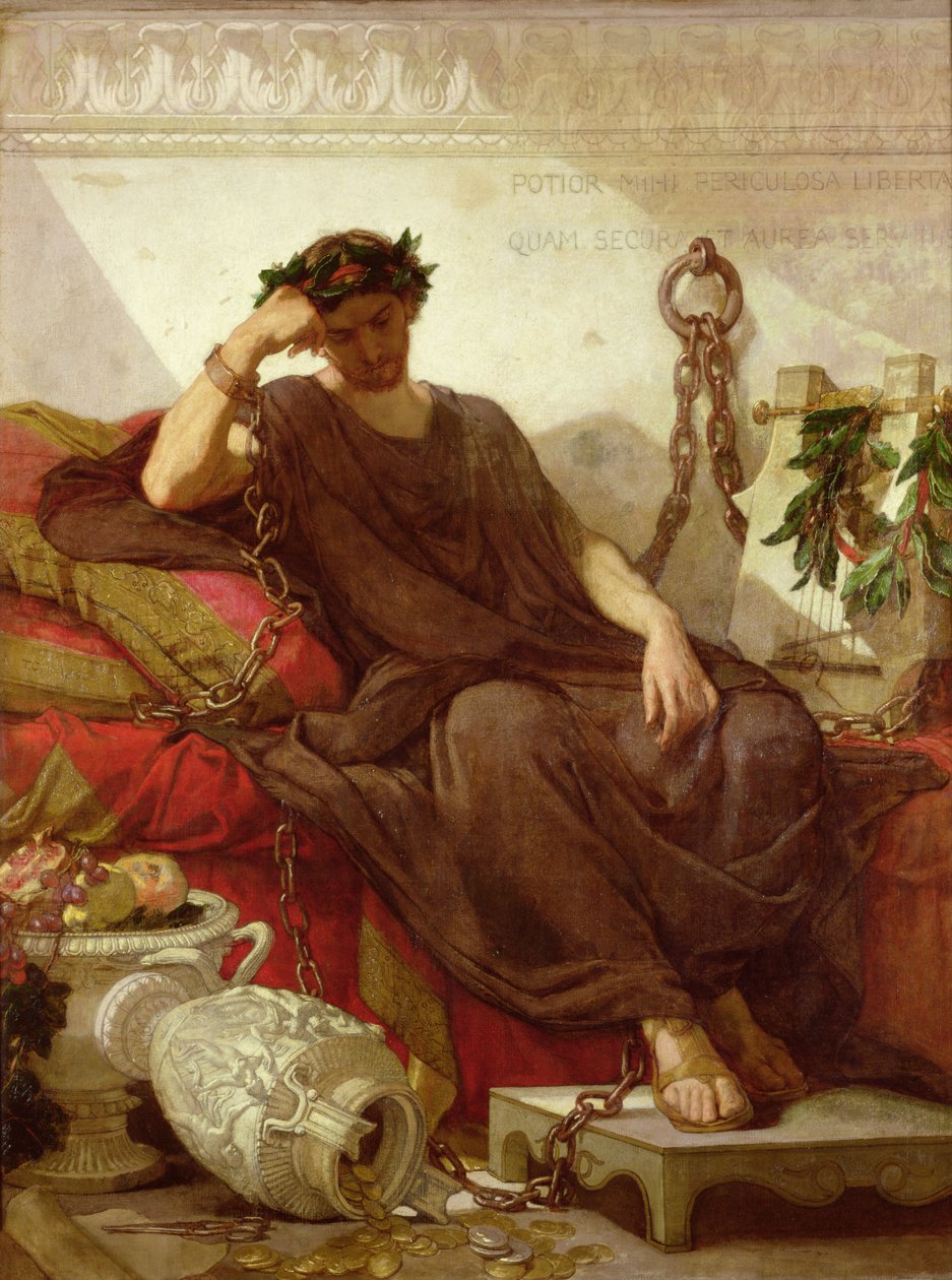 Damokles, 1866 r. autorstwa Thomas Couture