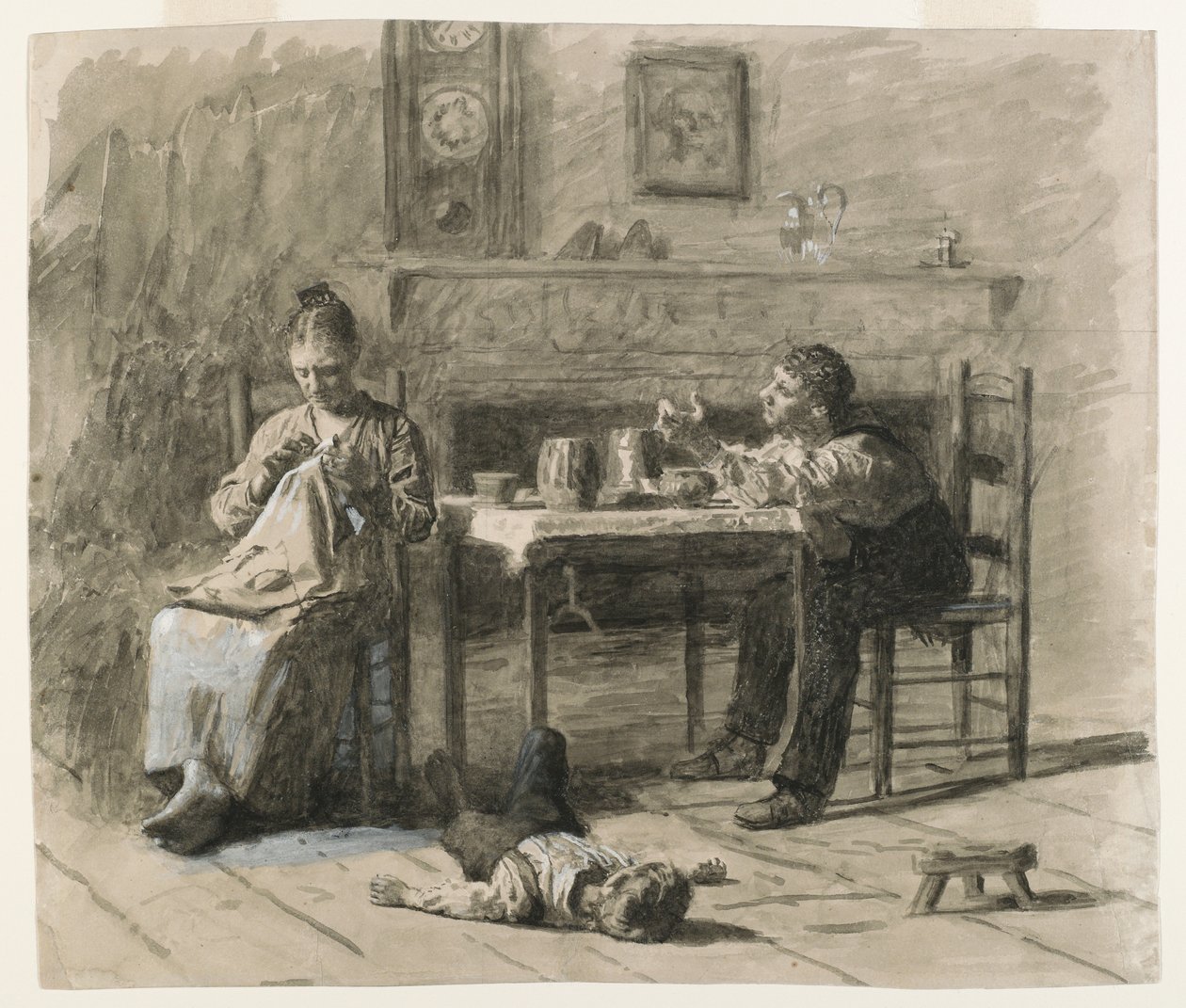 Thars Such A Thing As Calls in This World, ilustracja do Mr. Neelus Peelers Conditions, 1879 (czarny tusz z nieprzezroczystymi białymi refleksami na kremowym, średniej gramaturze, gładkim papierze tkanym) autorstwa Thomas Eakins