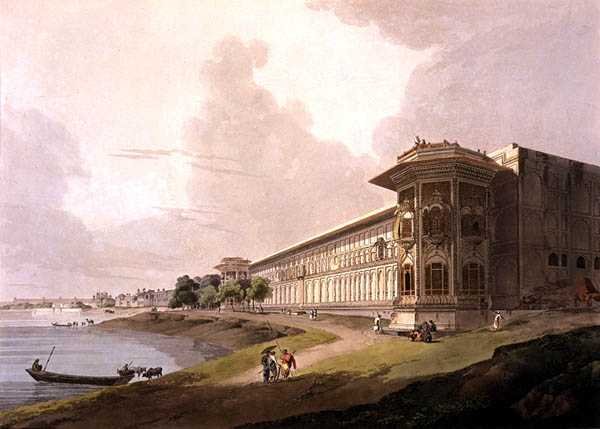 North East View of Cotsea Bhaug, nad rzeką Jumna, Delhi, z Oriental Scenery: Dwadzieścia cztery widoki w Hindoostan, 1795 autorstwa Thomas Daniell