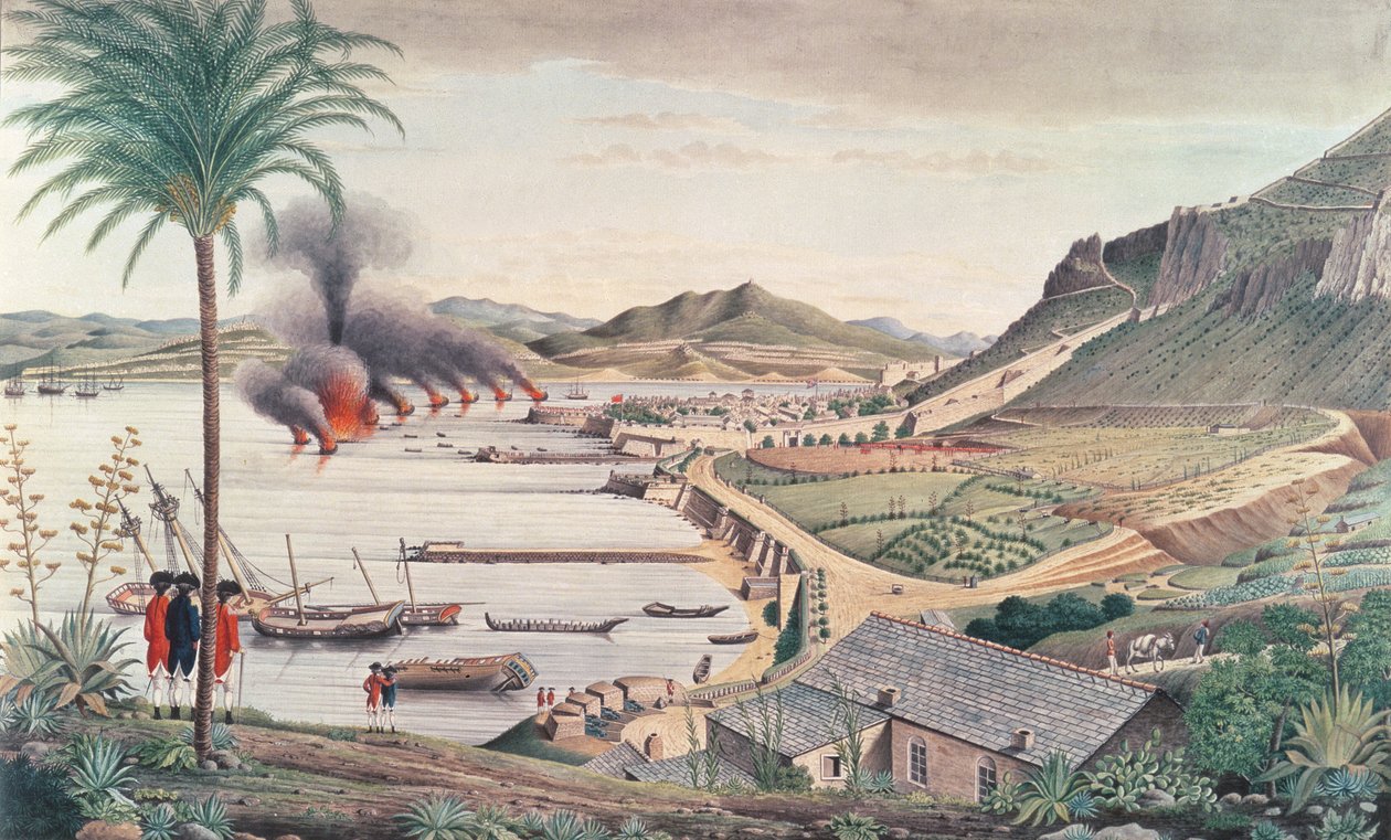 Gibraltar rano po wielkim ataku francusko-hiszpańskim, 1783 autorstwa Thomas Davies