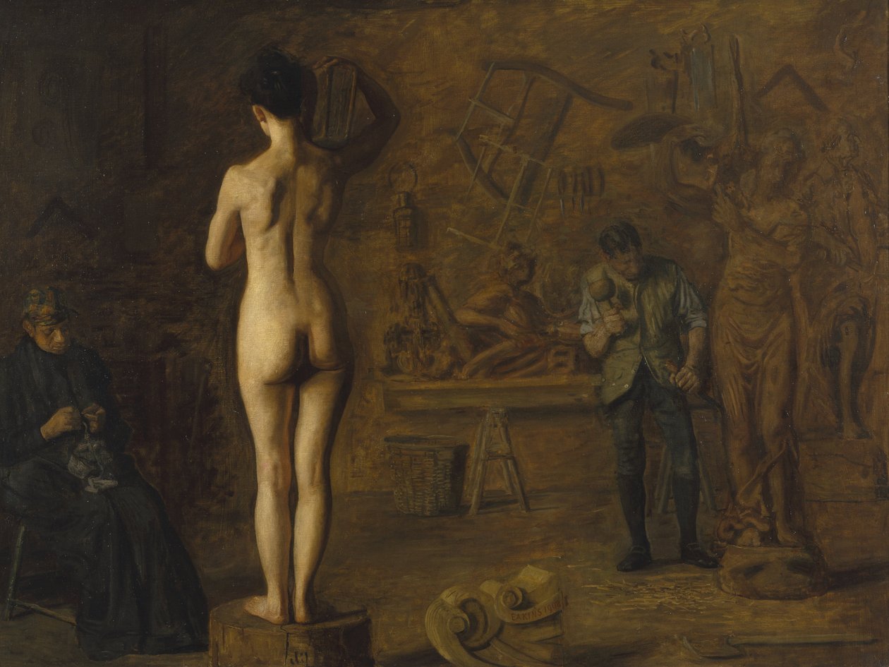 William Rush rzeźbi swoją alegoryczną figurę rzeki Schuylkill autorstwa Thomas Eakins