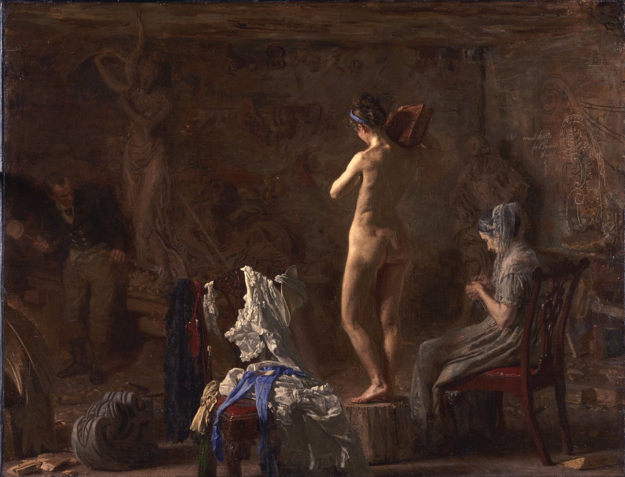 William Rush rzeźbi swoją alegoryczną figurę rzeki Schuylkill autorstwa Thomas Eakins