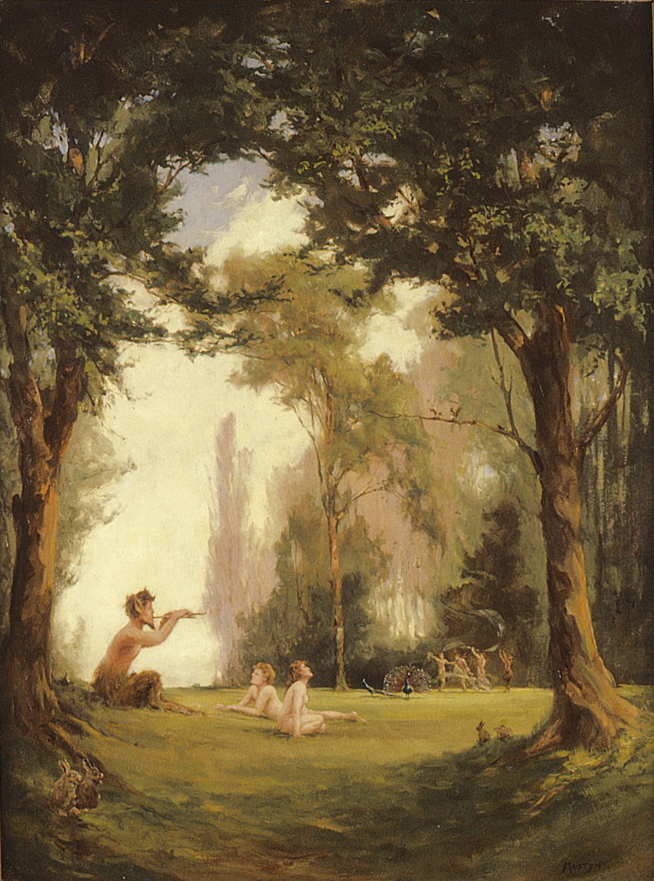 Pan grający na fajkach autorstwa Thomas Edwin Mostyn