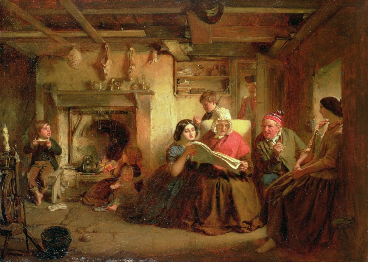 Powrót Żołnierza (olej na przygotowanej płycie) autorstwa Thomas Faed