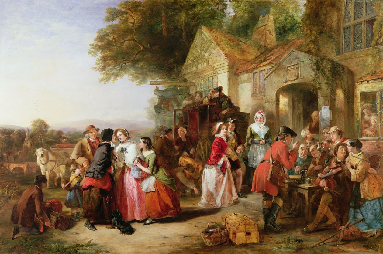 Podróżujący przed tawerną, 1850 autorstwa Thomas Falcon Marshall