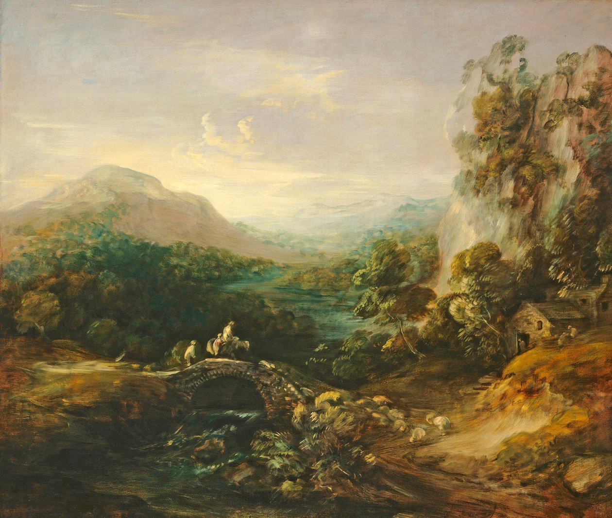 Krajobraz górski z mostem, ok.1783-1784 autorstwa Thomas Gainsborough