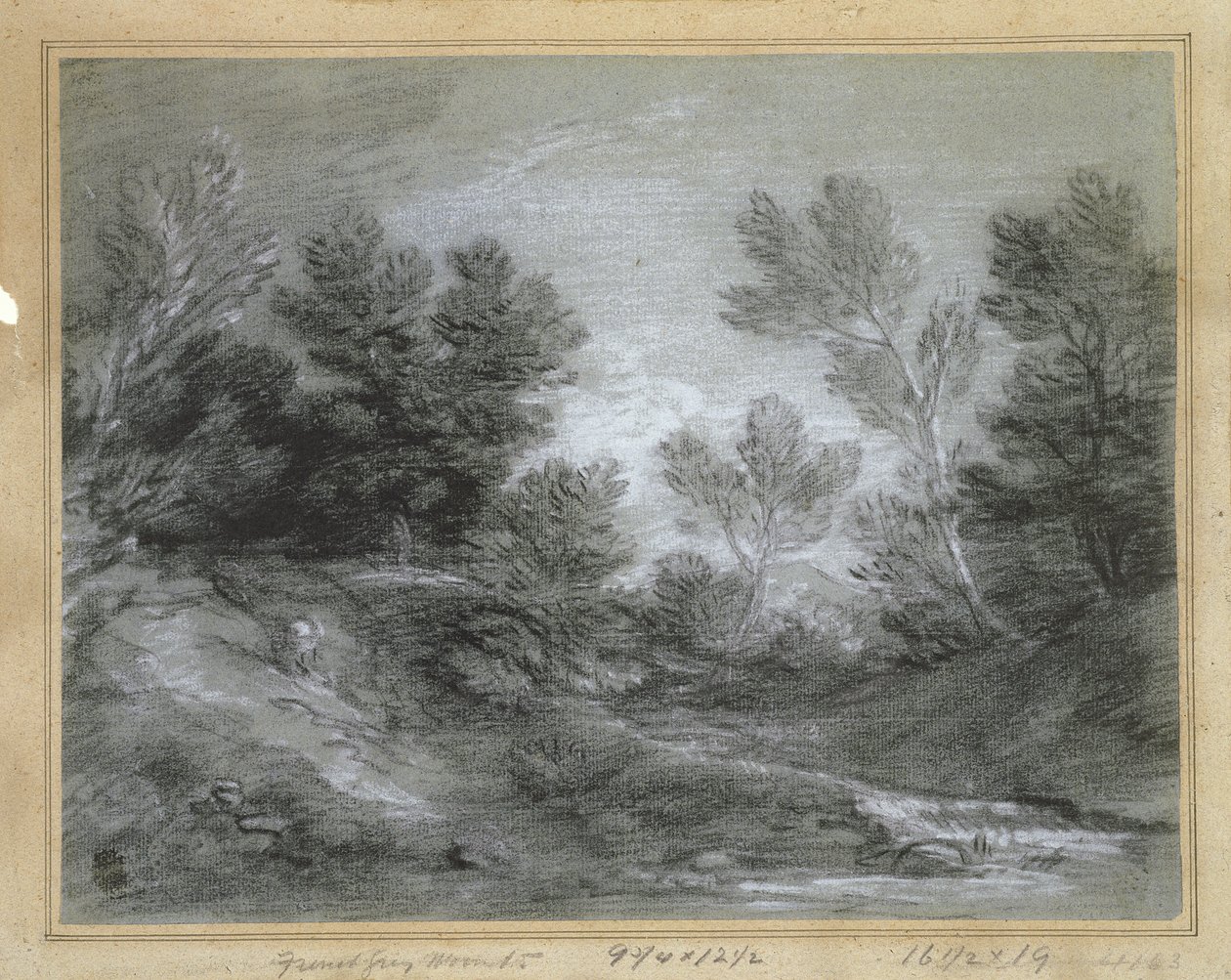 PD.28-1953 Leśny potok (kreda na szarym papierze) autorstwa Thomas Gainsborough