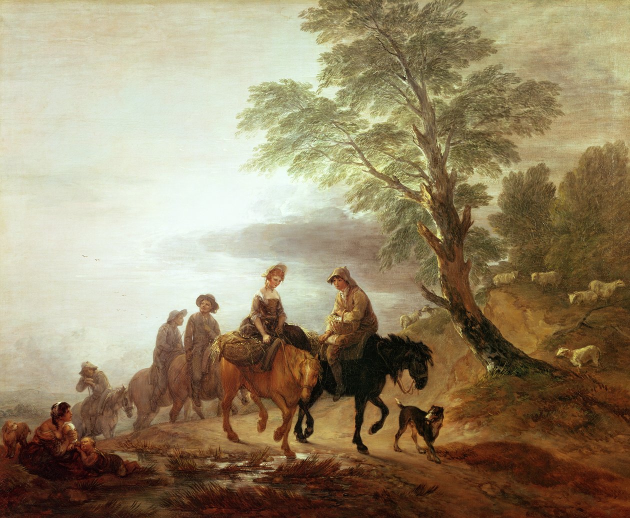 Chłopi idący na targ: Wczesny ranek, 1770 r. autorstwa Thomas Gainsborough