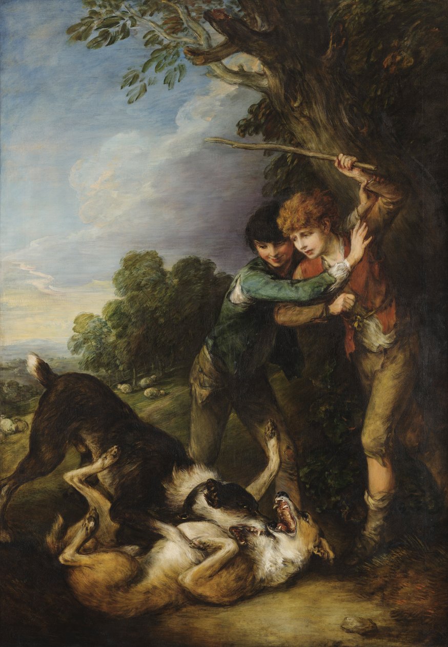 Dwóch pastuszków z psami walczącymi autorstwa Thomas Gainsborough