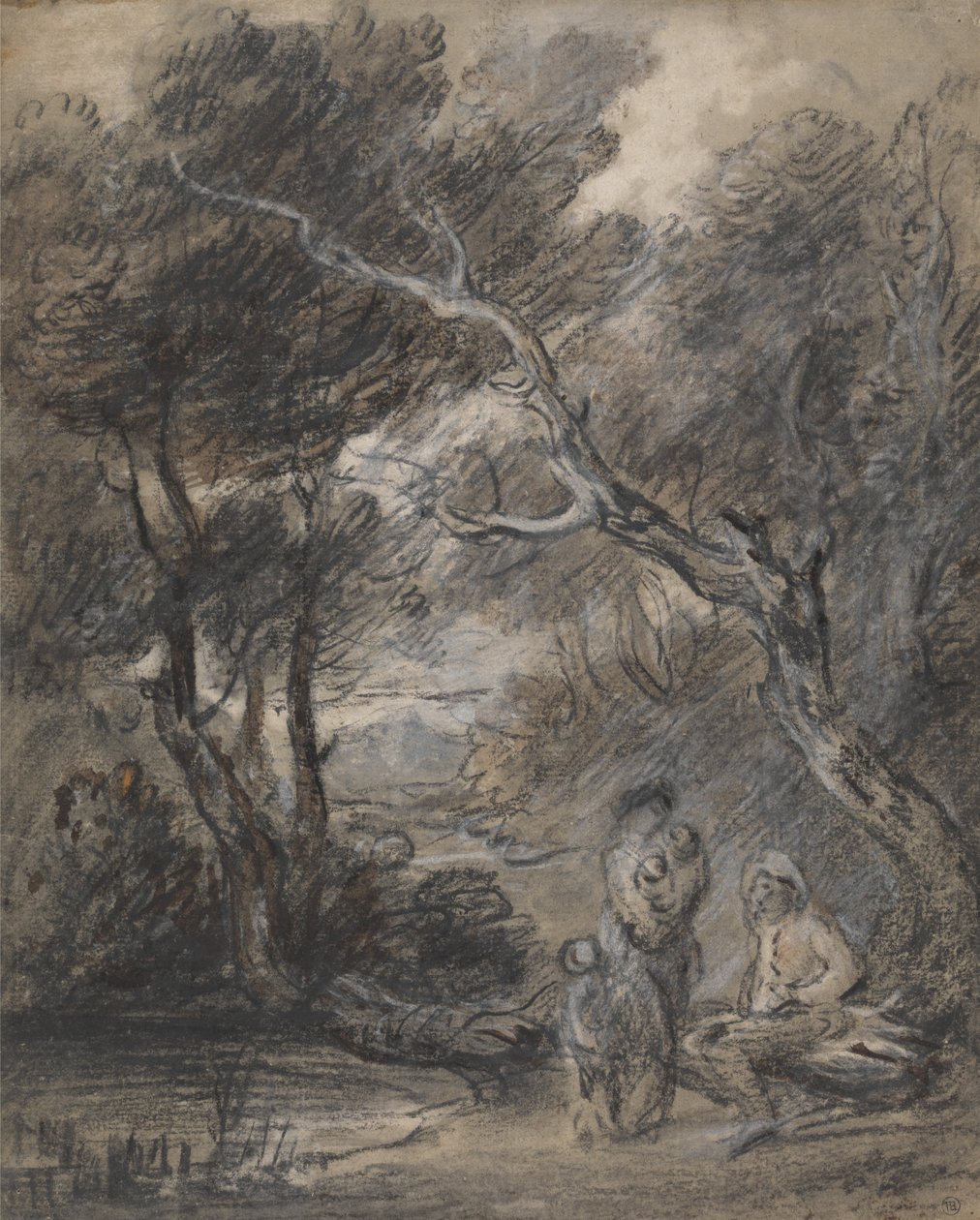 Zalesiony krajobraz z postaciami autorstwa Thomas Gainsborough