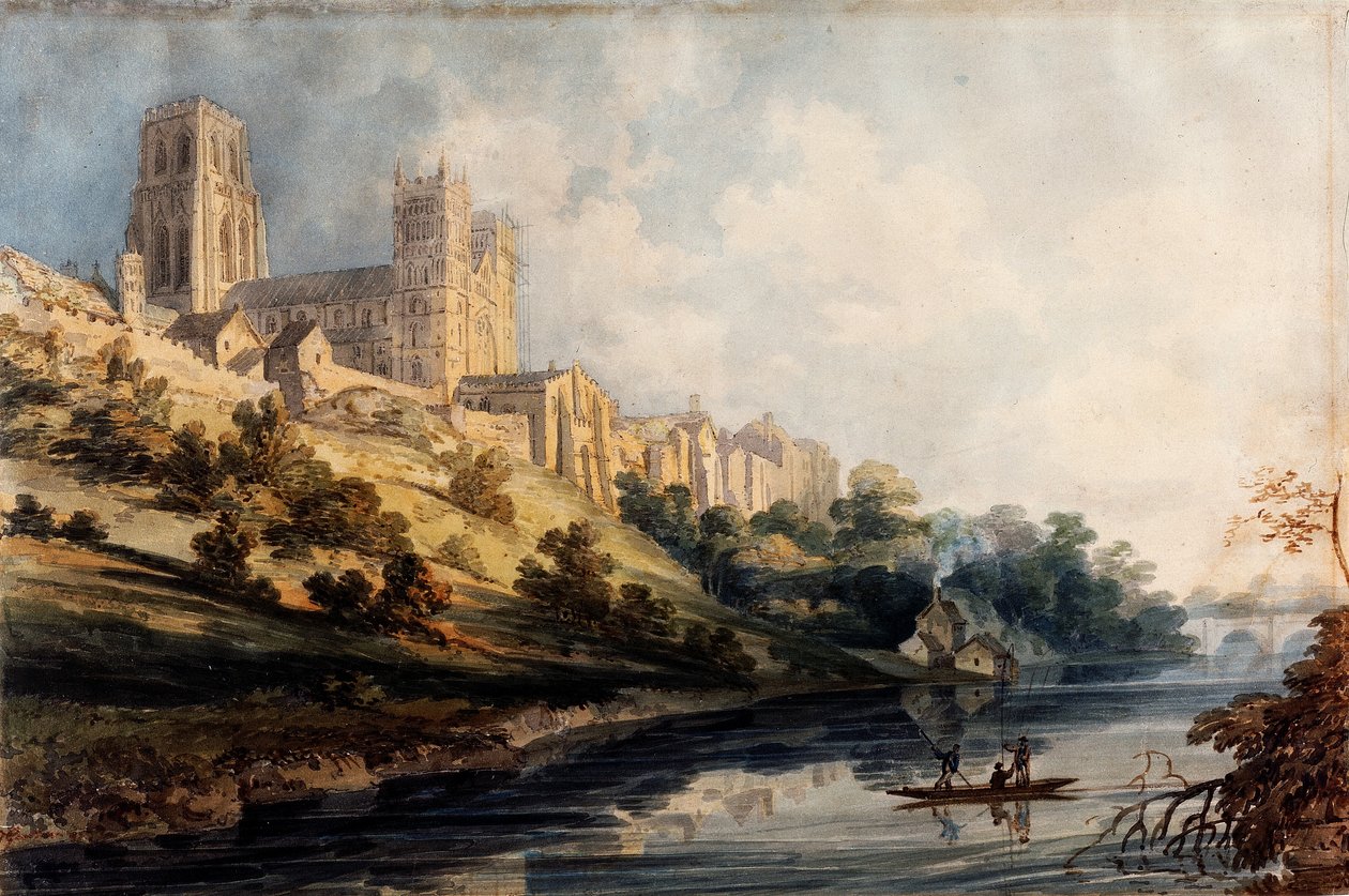 Katedra w Durham, 1795 (wc z akcentami gumy arabskiej na tkanym papierze) autorstwa Thomas Girtin