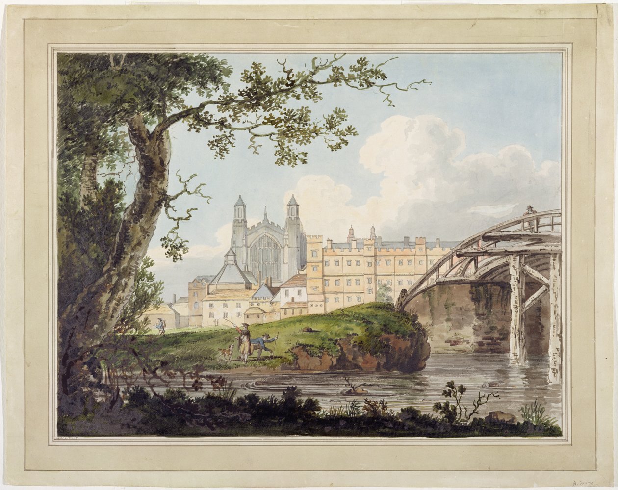 Eton College z Datchet Road, ok. 1790 (toaleta nad grafitem na papierze tkanym) autorstwa Thomas Girtin