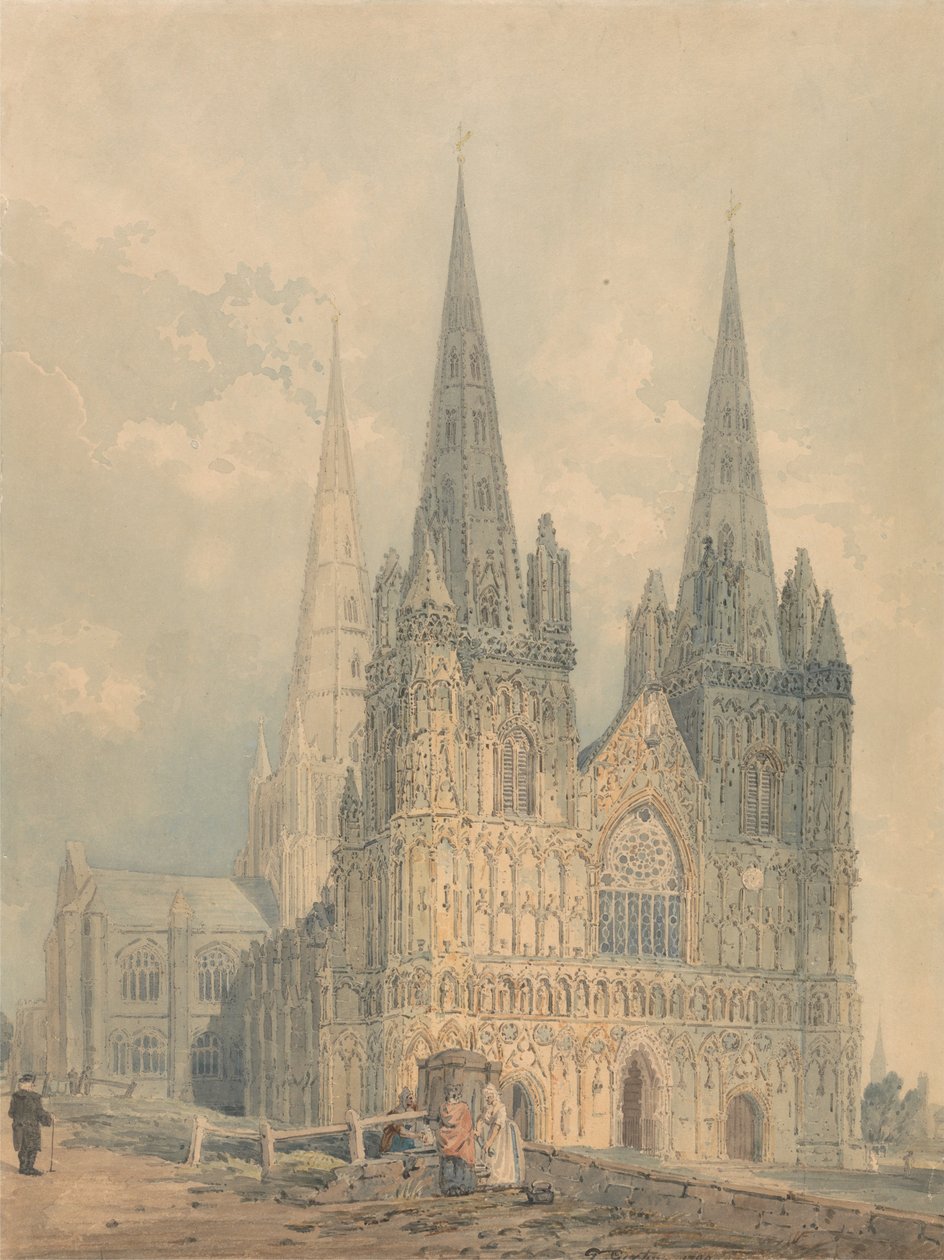 Katedra w Lichfield, Staffordshire autorstwa Thomas Girtin