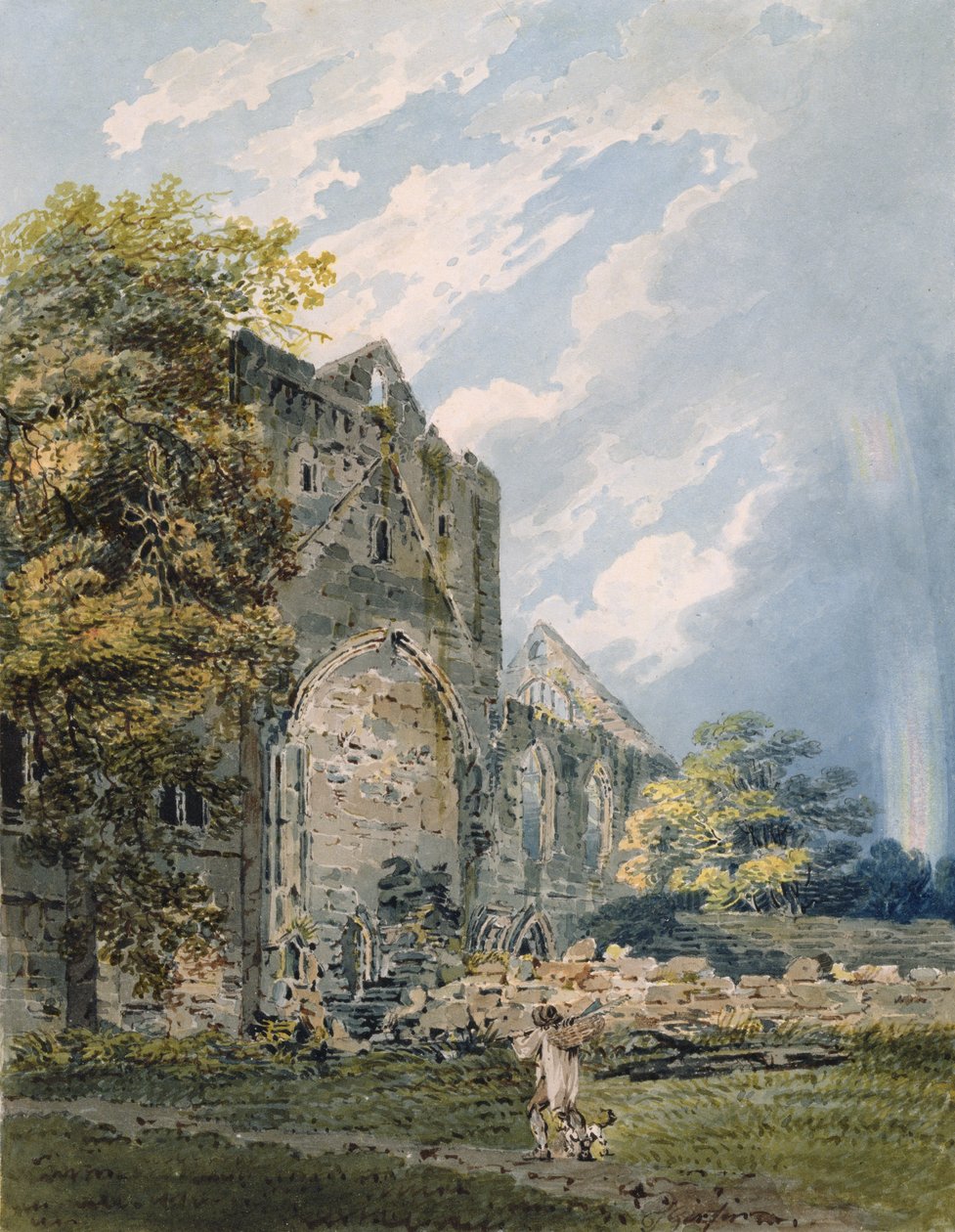 Opactwo Pluscarden, Elgin, ok. 1793 (wc nad ołówkiem na papierze) autorstwa Thomas Girtin