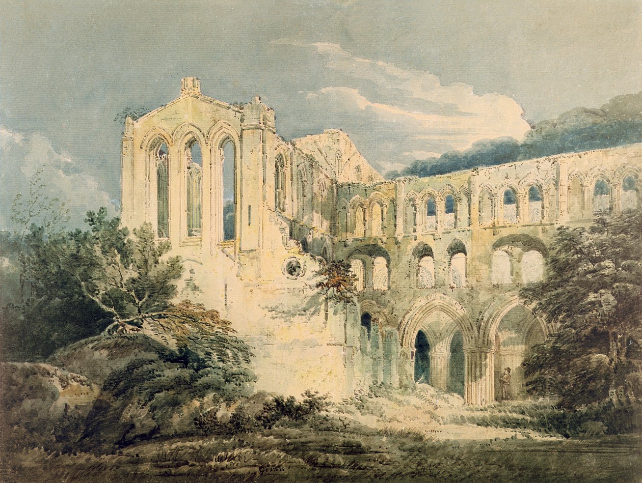 Opactwo Rievaulx, Yorkshire, 1798 autorstwa Thomas Girtin
