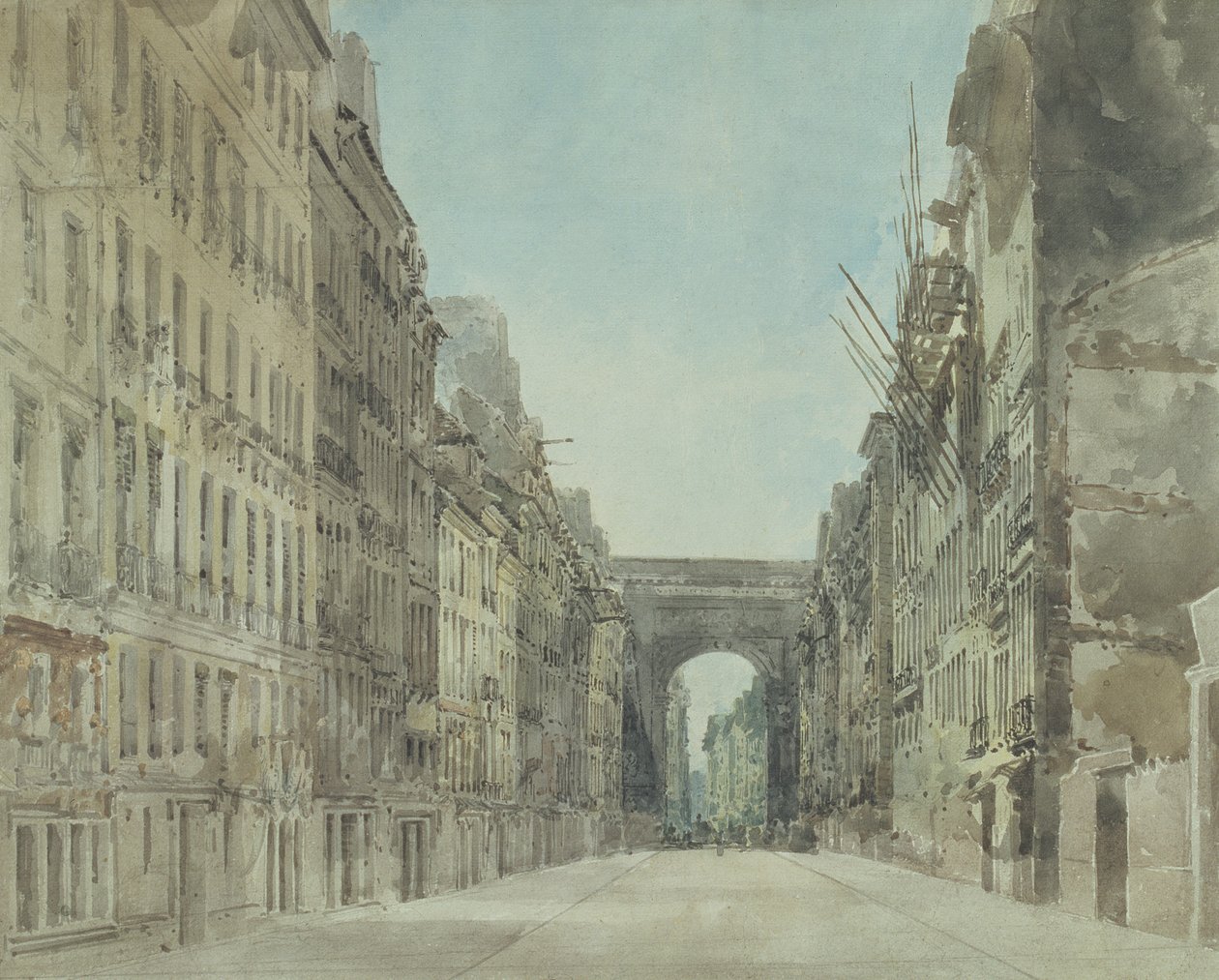 Rue i Porte St Denis, Paryż autorstwa Thomas Girtin