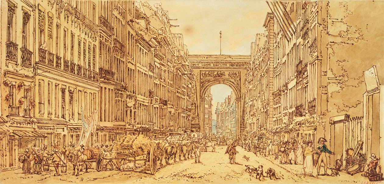 Faubourg i Porte Saint-Denis, 1801 autorstwa Thomas Girtin